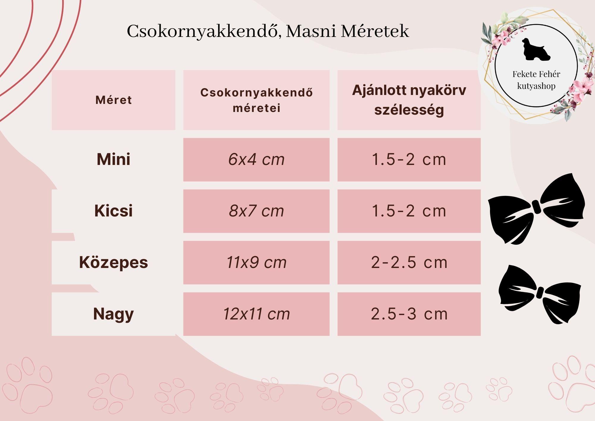Csokornyakkendő méretezés