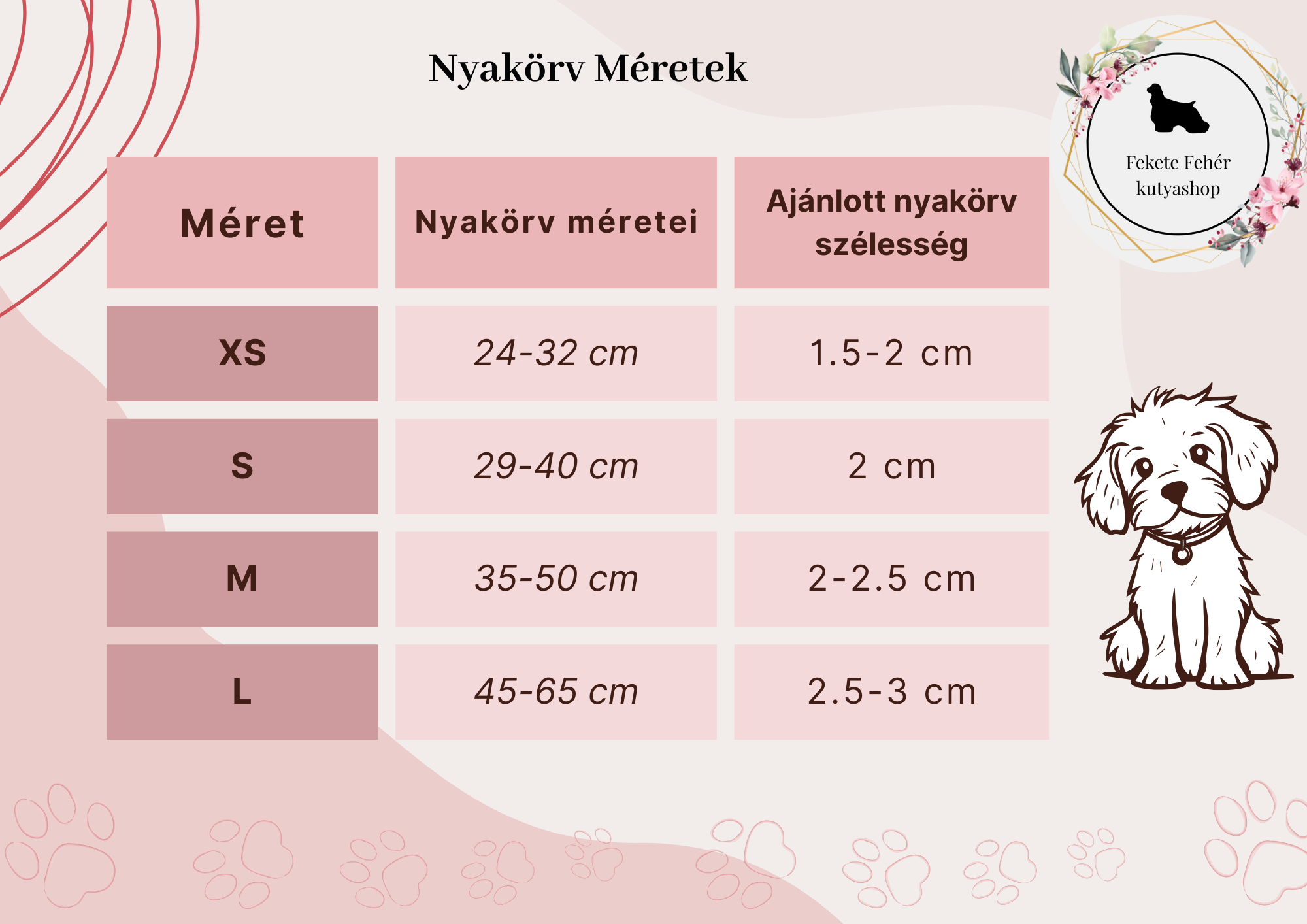 nyakörv méretezés