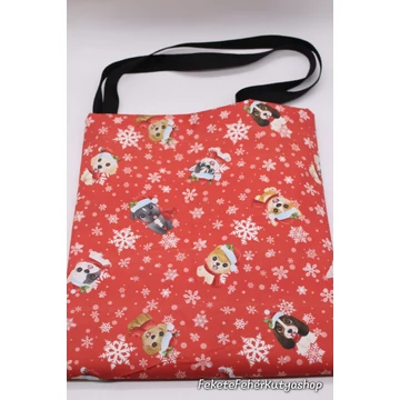 Christmas Puppies and Snowflakes - Karácsonyi Kis Kutyusok és Hópihék Vászontáska, Válltáska