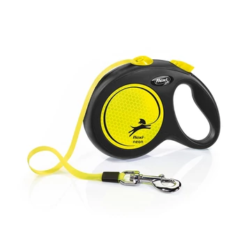 Flexi Neon Szalagos Automata Póráz - L - 5 Méter - 50 kg - Neon Sárga
