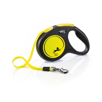 Flexi Neon Szalagos Automata Póráz - M - 5 Méter - 25 kg - Neon Sárga