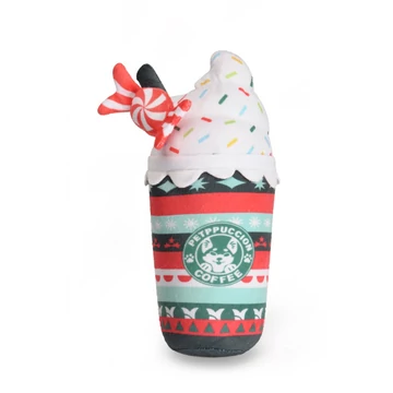 PupCup - Christmas Plush Cup Toy - Karácsonyi Plüss Kutyajáték Sípolóval - Peppermint