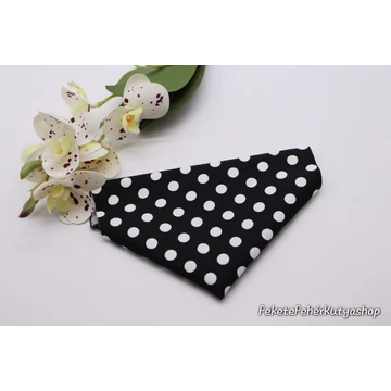 Midi Black and White Polka Dots - Közepes Fekete-Fehér Pöttyös Kutyakendő, Bandita Kendő Kutyáknak