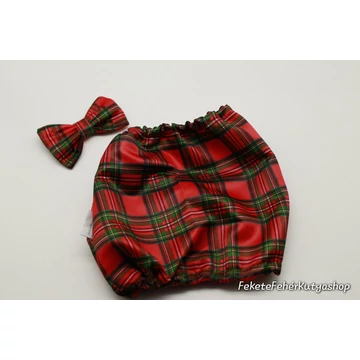 Skót Kockás Selyem-Szatén Fülvédő Kutyáknak, Spánieleknek, Szettereknek - 4-es Méret