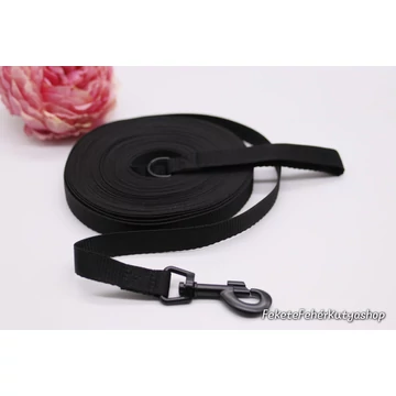 15 Méteres Fekete Longline- hosszú kiképző póráz Fekete Fém alkatrészekkel -KÉSZ TERMÉK