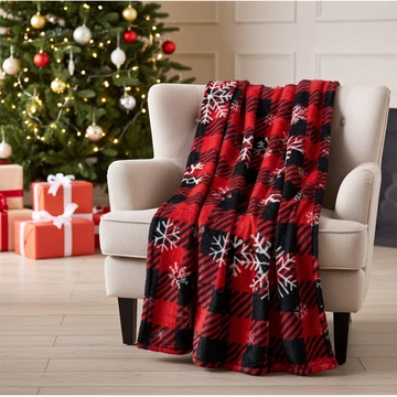 Xmas Tartan Snow Flakes Puha Kutyatakaró - Croci