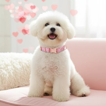 Vízálló, Biothane nyakörv - Rose Marble - Márványos Rózsaszín