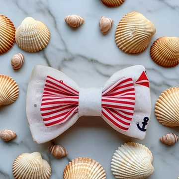 Fehér Tengeri Mintás - Csíkos Dupla Csokornyakkendő Kutyáknak