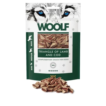 Woolf - Triangle of Lamb and Cod - Bárányhús-Tőkehal Szendvics Jutalomfalat Kutyáknak