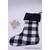 Buffalo Plaid Karácsonyi Kockás Flanel Zokni - Fekete-Fehér