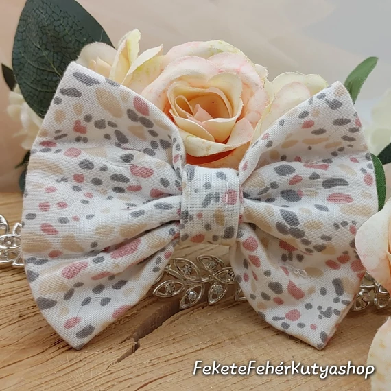 Fehér színes pöttyös csokornyakkendő kutyáknak - LIMITÁLT KIADÁS - Közepes