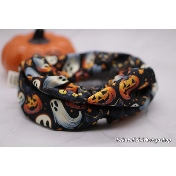 Halloween-i Fekete Macskás, Töklámpásos, Szellemes Vízlepergetős fülvédő kutyáknak - 4-es méret