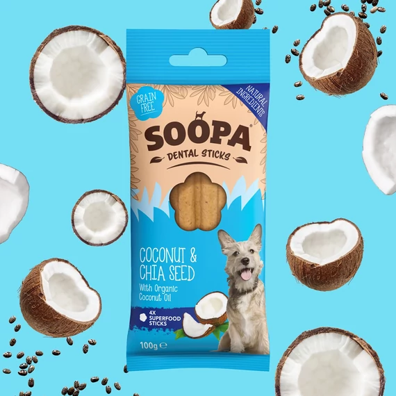 Soopa Dental Sticks - Kókusz-Chiamag Fogtisztító Jutalomfalat