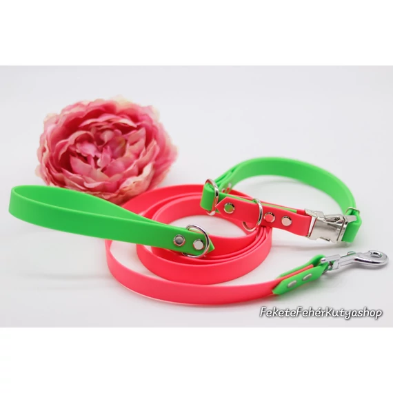 Vízálló, Biothane Nyakörv - Pink Goes Well with Green - Wicked -Pink-Zöld