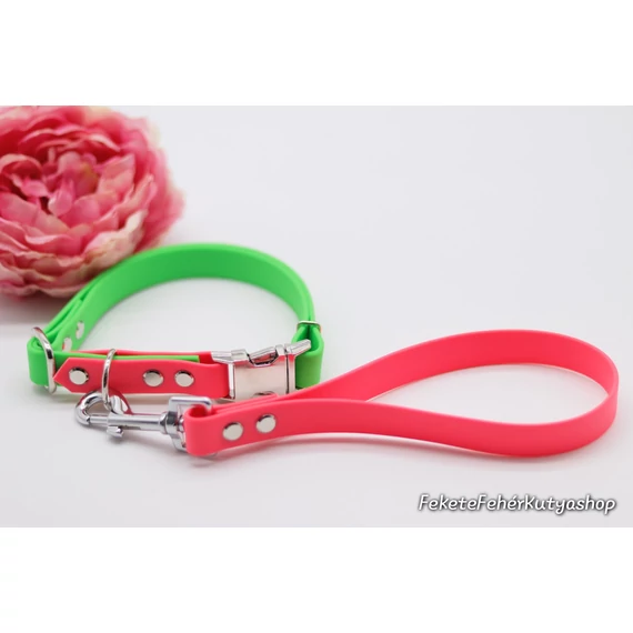 Vízálló, Biothane Nyakörv - Pink Goes Well with Green - Wicked -Pink-Zöld