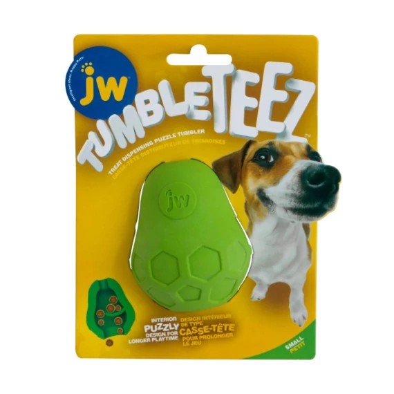 JW Tumble Teez - Jutalom Falattal Tölthető Logikai Játék Kutyáknak - Small - Green - Zöld
