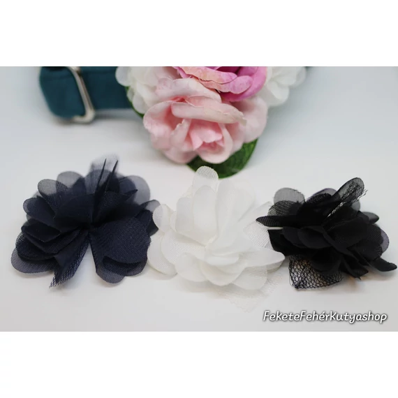 Virágdísz Kutyáknak Nyakörvre, Pórázra -Deluxe - Rose-Organza
