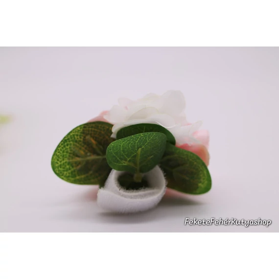 Virágdísz Kutyáknak Nyakörvre, Pórázra -Deluxe - Rose-Organza