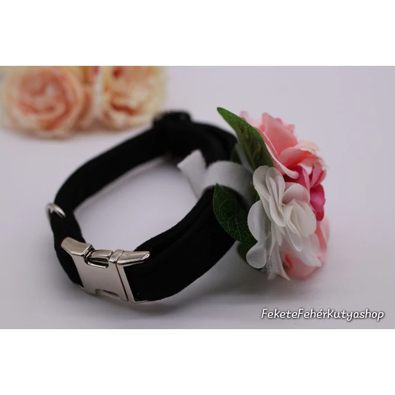 Virágdísz Kutyáknak Nyakörvre, Pórázra -Deluxe - Rose-Organza