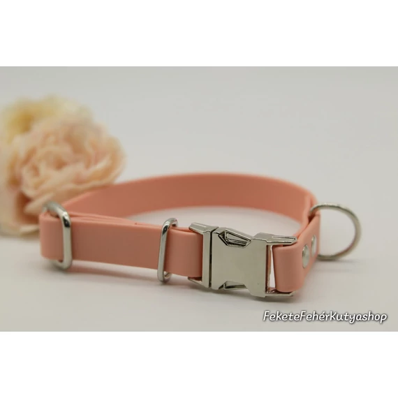 Vízálló, Biothane nyakörv -Glamorous Glittering Salmon Pink - Lazac Rózsaszín Gliiter Metál Fényes