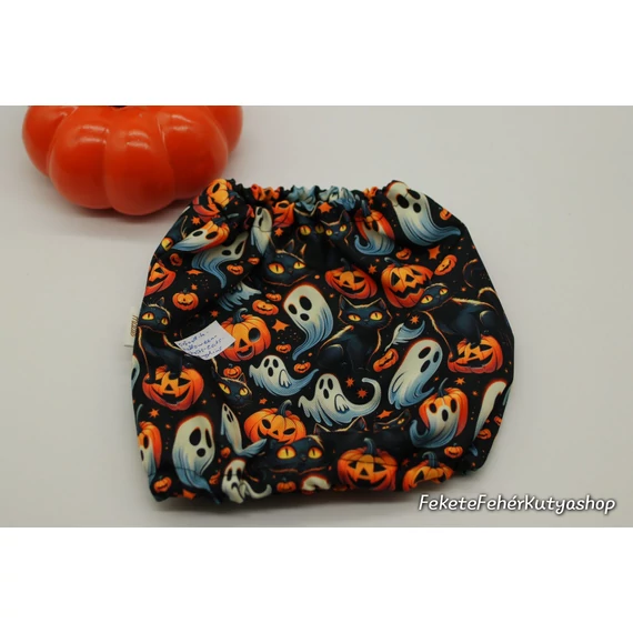 Halloween-i Fekete Macskás, Töklámpásos, Szellemes Vízlepergetős fülvédő kutyáknak - 4-es méret