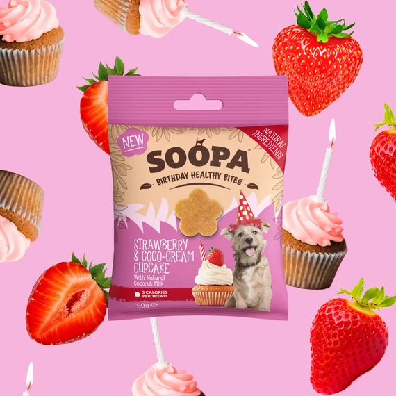 Soopa Healthy Bites- Strawberry & Coco-Cream Cupcake Jutalomfalat -Epres-Kókuszkrémes