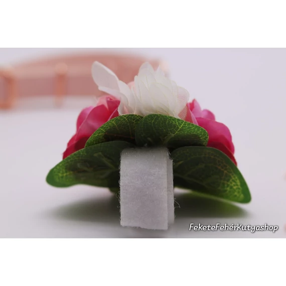 Virágdísz Kutyáknak Nyakörvre, Pórázra -Deluxe - Rose-Organza