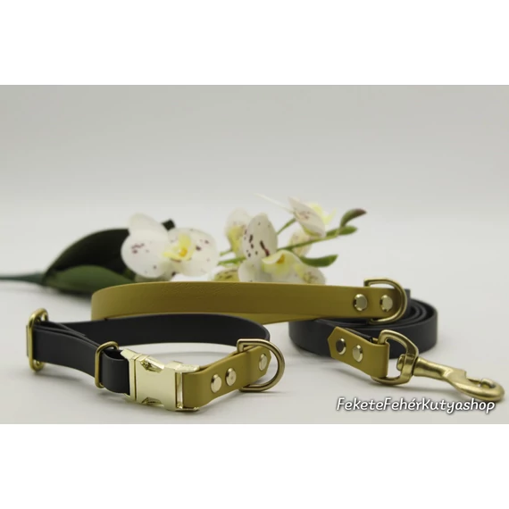 Vízálló, Biothane nyakörv - Goddess - Fekete-Arany Színben