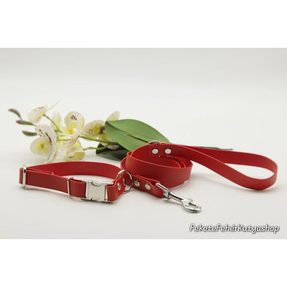 Vízálló, Biothane nyakörv -Fire Engine Red - Piros