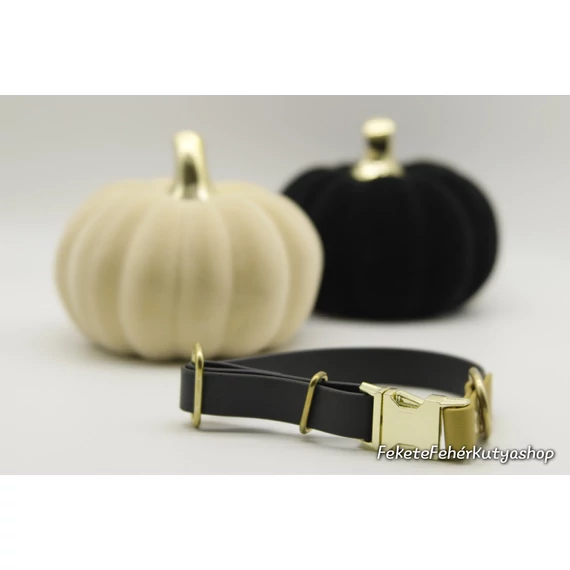 Vízálló, Biothane nyakörv - Goddess - Fekete-Arany Színben