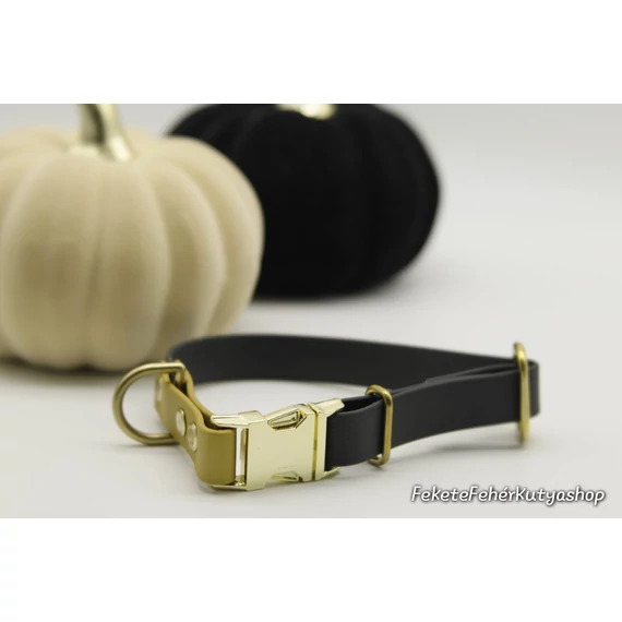 Vízálló, Biothane nyakörv - Goddess - Fekete-Arany Színben