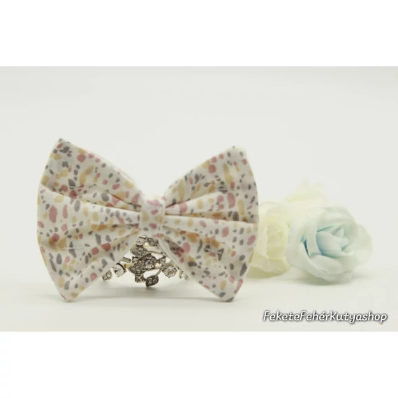 Fehér színes pöttyös csokornyakkendő kutyáknak - LIMITÁLT KIADÁS - Közepes