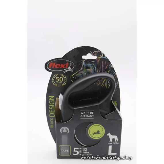 Flexi Black Design Szalagos Automata Póráz - L - 5 Méter - 50 kg