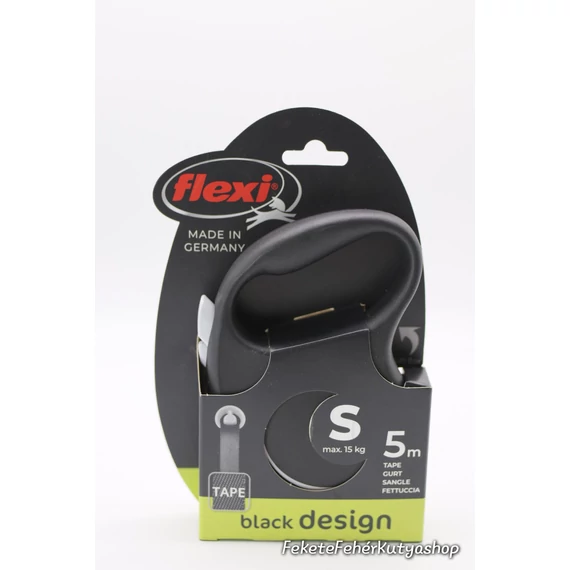 Flexi Black Design Szalagos Automata Póráz - S - 5 Méter - 15 kg