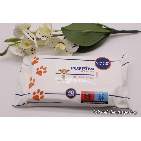 Puppies Wet Wipes - Body & Paws - Nedves Törlőkendő Kutyáknak Aloe Verával és Jojoba olajjal