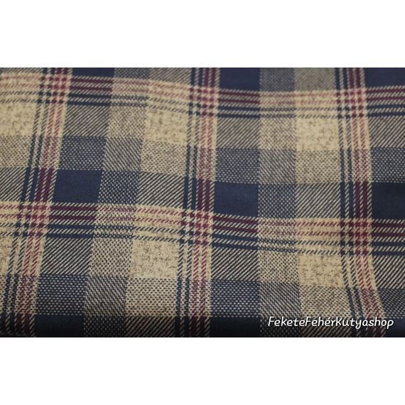 Velvet - Bársonyos Bézs-Kék-Bordó Skót kockás