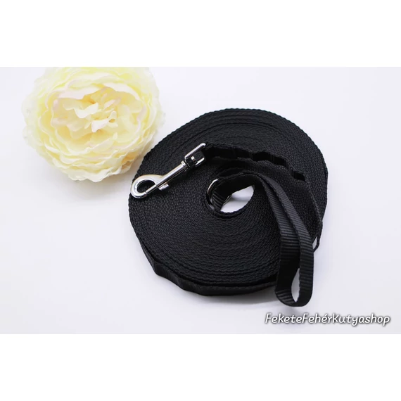 15,7 Méteres Fekete Longline- hosszú kiképző póráz Ezüst Fém alkatrészekkel -KÉSZ TERMÉK
