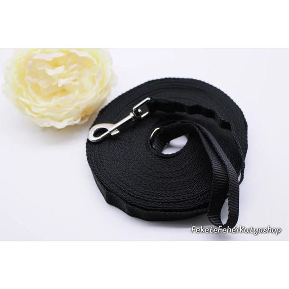 15,7 Méteres Fekete Longline- hosszú kiképző póráz Ezüst Fém alkatrészekkel -KÉSZ TERMÉK