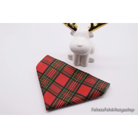 Red and Green Classic Tartan - Piros-Zöld Klasszikus Skót Kockás Szatén Selyem Kutyakendő, Bandita Kendő Kutyusoknak