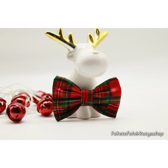 Karácsonyi Piros-Zöld Skót Kockás Szatén Selyem Csokornyakkendő Kutyáknak