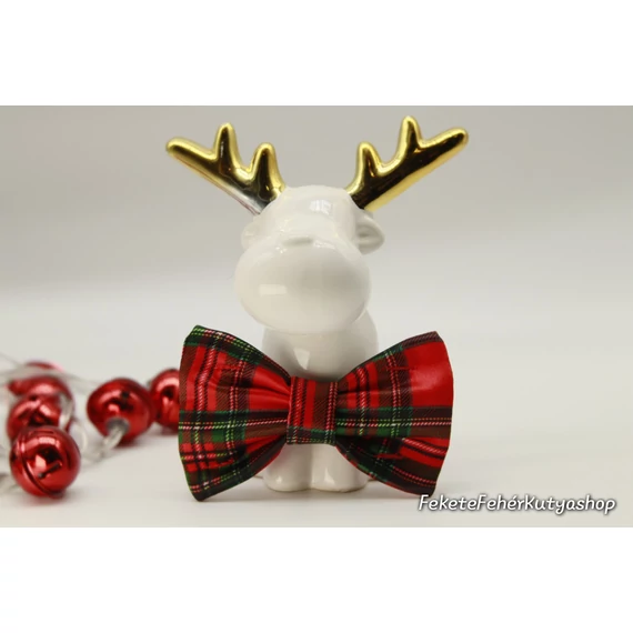 Karácsonyi Piros-Zöld Skót Kockás Szatén Selyem Csokornyakkendő Kutyáknak