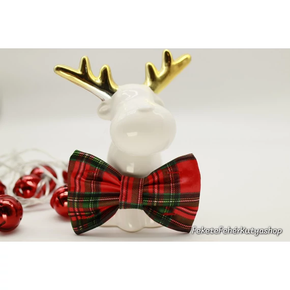 Karácsonyi Piros-Zöld Skót Kockás Szatén Selyem Csokornyakkendő Kutyáknak