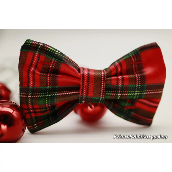 Karácsonyi Piros-Zöld Skót Kockás Szatén Selyem Csokornyakkendő Kutyáknak