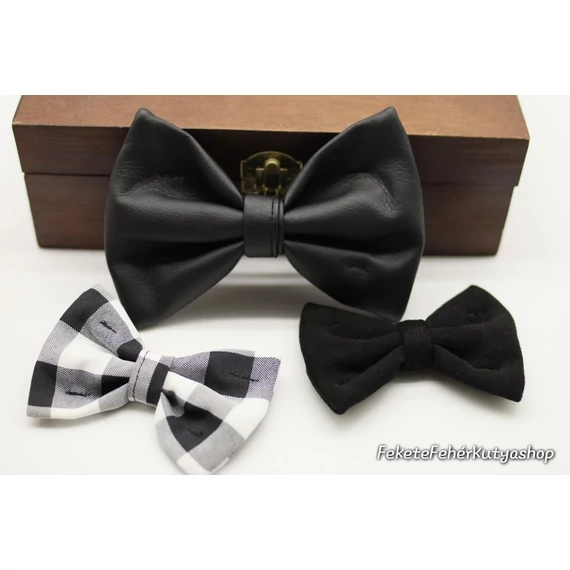 Always Elegant Blacks 3 db-os Bársony-Bőr Csokornyakkendő Csomag Kutyáknak