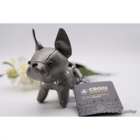 Nagy Francia Bulldog-os Kulcstartó - Croci - Szürke