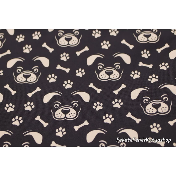 Kutyafejes-Tappancsos-Csontos Fekete alapon Krém színű