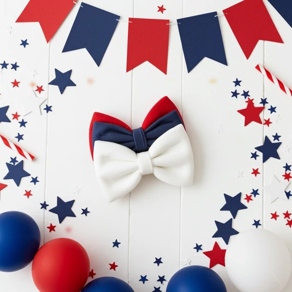 4th of July -  3 db-os Bársony Csokornyakkendő Csomag Kutyáknak