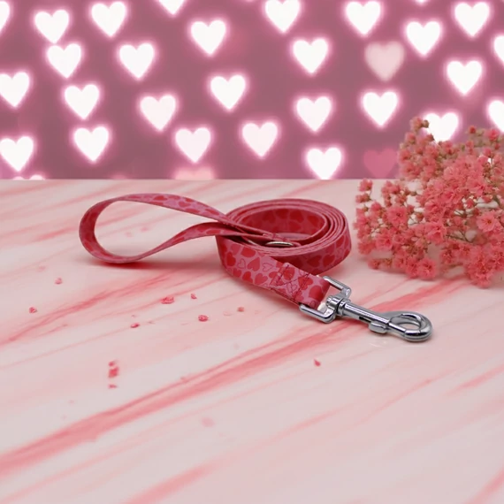 Pink Hearts - Szívecskés Mintás Póráz