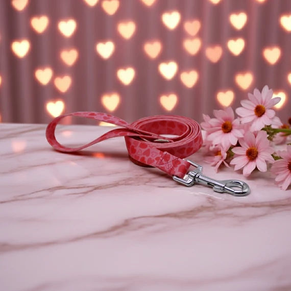 Pink Hearts - Szívecskés Mintás Póráz